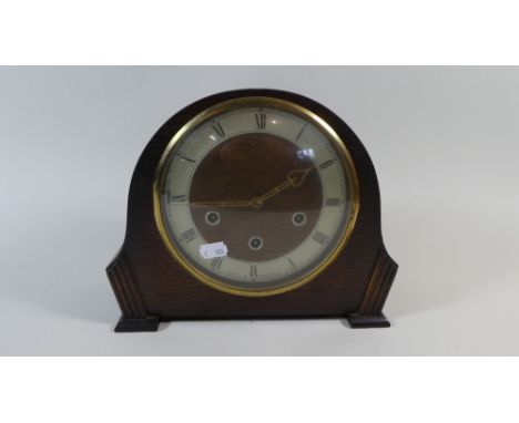 An Edwardian Oak Westminster Chime Mantle Clock 
