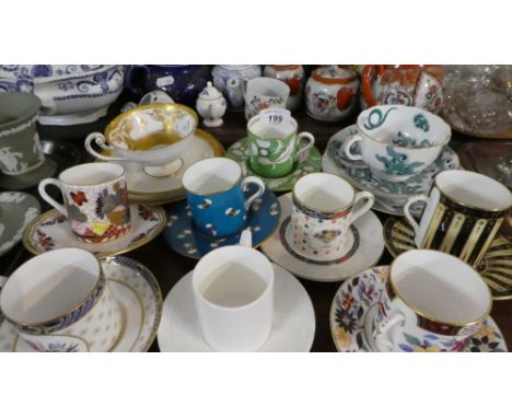 A Tray Containing Ten Cabinet Cups and Saucers by Royal Worcester, Wedgwood, Spode Etc