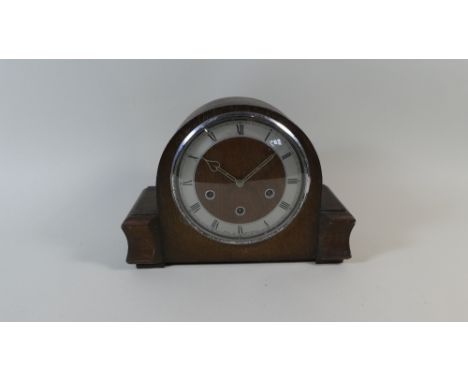 An Edwardian Oak Westminster Chime Mantle Clock, Missing Pendulum  