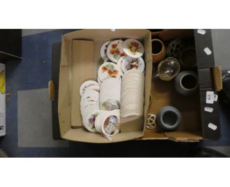 Two Boxes of Stoneware and Ceramic Disks 