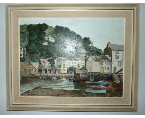 Jas R Richardson (British, 20th century) POLPERRO HARBOUR Oil on board, signed and dated '68, 44 x 59cm.