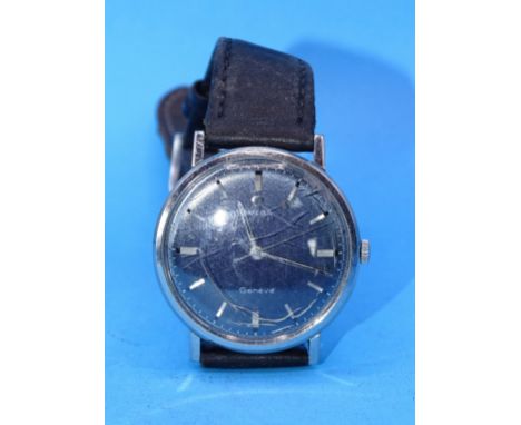 Omega, a gentleman's steel-cased wristwatch ref no. 131-019, the blue dial with centre sweep seconds and baton numerals over 