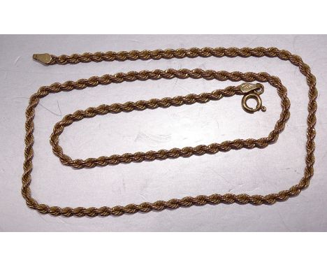 A 9ct gold rope-twist neck chain, 45.5cm, 3.2g. 
