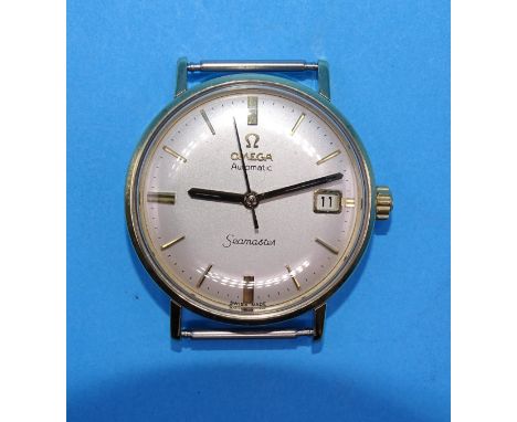 An Omega Seamaster Automatic gentleman's gold-plated wrist watch, the silvered dial with baton numerals, centre sweep seconds