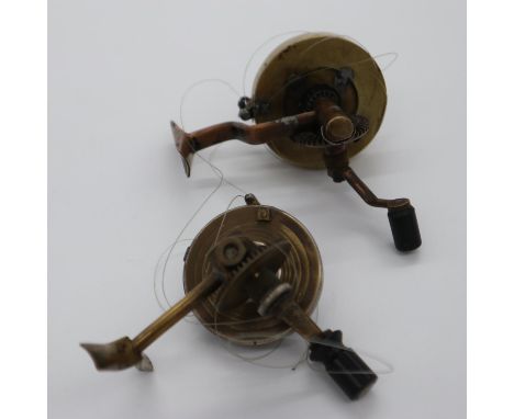 Two vintage brass reels. UK P&amp;P Group 1 (£16+VAT for the first lot and £2+VAT for subsequent lots) 