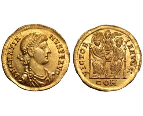 Gratian AV Solidus. North Italian mint (Mediolanum?), AD 380-382. D N GRATIANVS P F AVG, pearl-diademed, draped and cuirassed