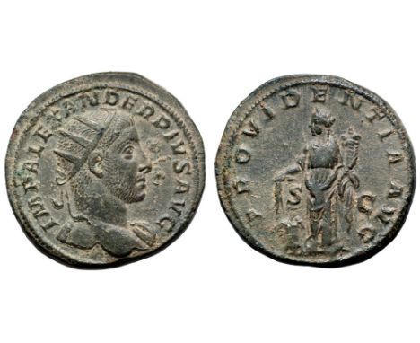 Severus Alexander Æ Dupondius. Rome, AD 231-235. IMP ALEXANDER PIVS AVG, radiate head right, slight drapery on far shoulder /