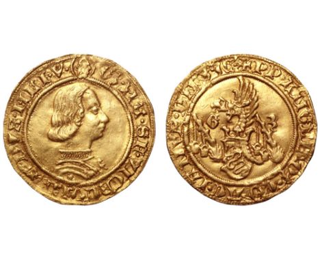 Italy. Milan, Galeazzo Maria Sforza (1466-1476) AV Ducato. G3 MA SF VICECOMES DVX MELI V, cuirassed bust right / PP ANGLE Q3 