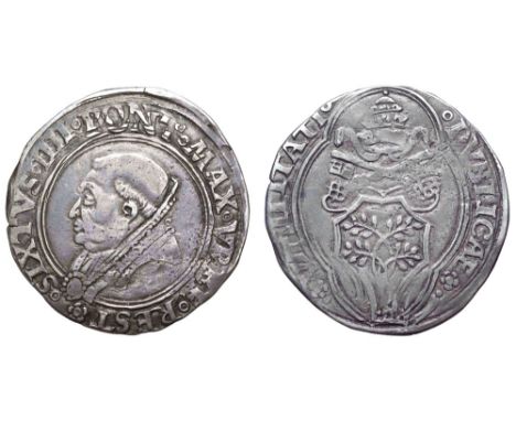 Italy. Rome, Sisto IV (1471-1484) AR Grosso. SIXTVS IIII PONT MAX VRBE REST, bust left / PVBLICAE VTILITATI, papal tiara and 