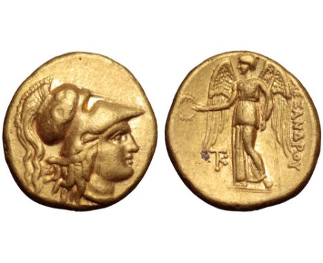 Kingdom of Macedon, Alexander III 'the Great' AV Stater. Kition, circa 325-320 BC. Head of Athena right, wearing triple-crest