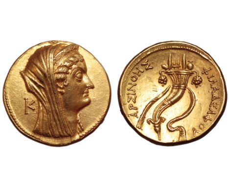 Ptolemaic Kingdom of Egypt, Arsinoe II AV Mnaieon - Oktadrachm. Alexandria, circa 253-246 BC. Head right, veiled and wearing 