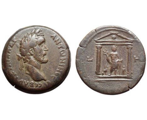 Antoninus Pius Æ Drachm of Alexandria, Egypt. Dated RY 8 = AD 144-145. AVT K T AIΛ AΔP ANTωNINOC ԐV CԐB, laureate head right 