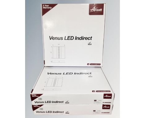 Three Ansell Lighting LED recessed panels, boxed.