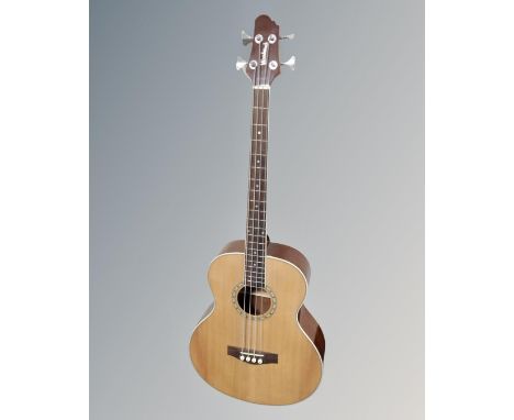 A Woodstock model WHBASSEQ203 semi-acoustic bass guitar 