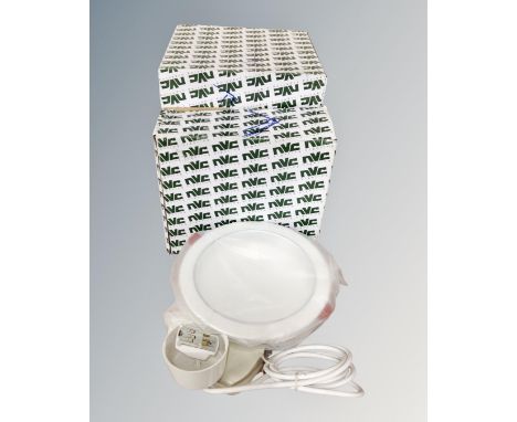 Four NVC Lighting Winchester 2300LM LED downlights, boxed.