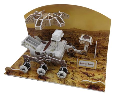 A curiosity Rover model kit (New in box), NASA Expedition 46 poster, and two official NASA photos of the Space shuttle Endeav