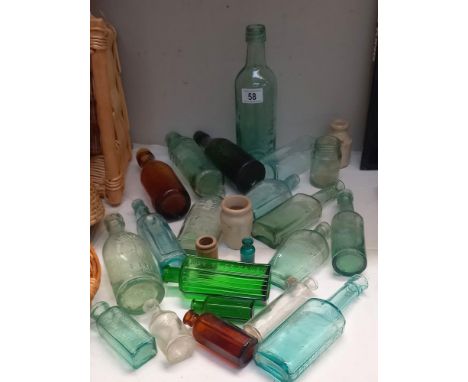 A quantity of 19/20c vintage glass bottles including green poison etc 