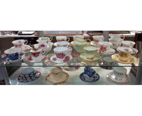 A good selection of china cups and saucers plus trios, including Royal Albert etcLook in good condition  