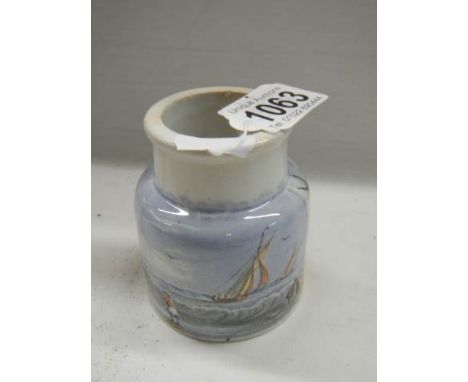 A good 19th century Prattware pot depicting fishermen. 