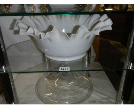 A Victorian oil lamp shade for ceiling light with smoke catcher, COLLECT ONLY. 