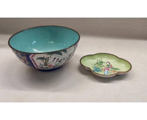 Two 19th century Chinese enamel on copper bowlsNo missing enamel but lots of star cracking to enamel.bigger bowl 15.5cm x 7cm