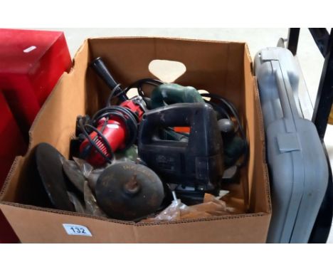 A Black and Decker jigsaw, spare blades, grinder, Bosch planer etc COLLECT ONLY 