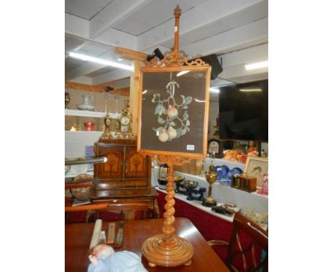 A mahogany pole screen with tapestry panel, COLLECT ONLY. 