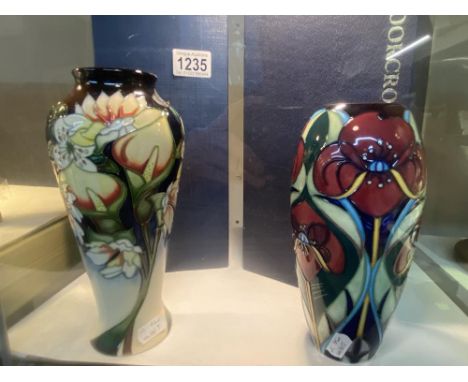 2 boxed Moorcroft vases, one first, one with red dotNo visible damage or crazingRed Dot - Vase with red flower