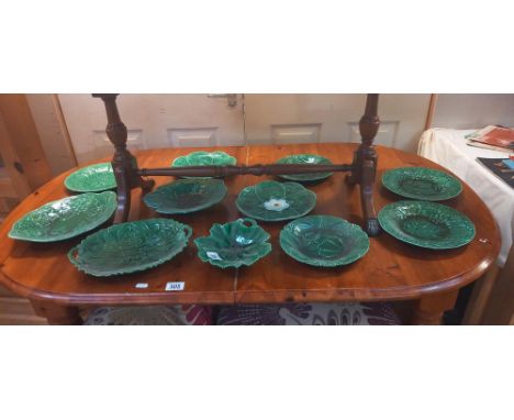 A quantity of vintage green ceramic plates