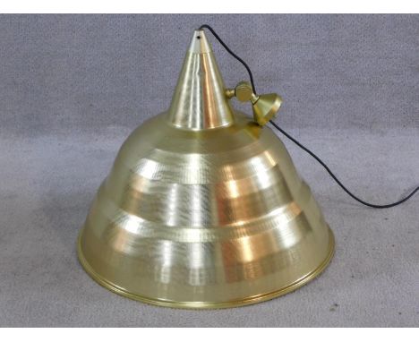 A contemporary metal bell shaped industrial ceiling pendant lamp shade. H.50 W.52 D.50cm 