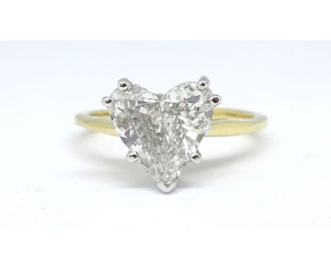 A diamond heart shaped solitaire approx. 2 carats, size K.