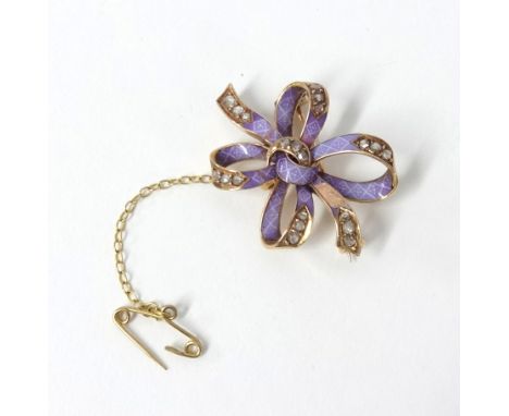 An enamel and diamond brooch (some damage).