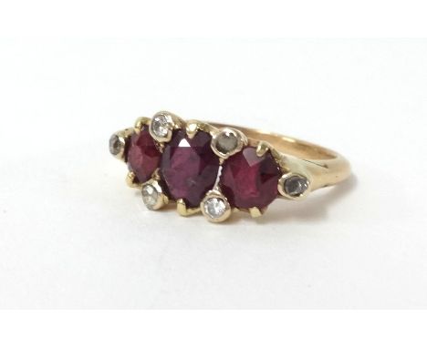 A ruby and diamond ring, size K.