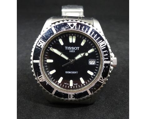 Tissot, a gents stainless steel divers watch, the dial marked 1853, 100m/330ft with extra link.
