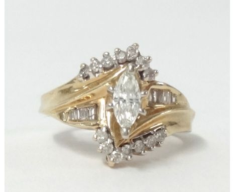 A 14ct diamond dress ring, size K.