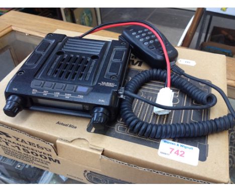 A YAESU FM TRANSCEIVER FT-15000M WITH DTMF MICROPHONE MH-48, INSTRUCTION MANUAL, CABLE AND BOX.
