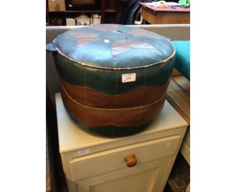 RETRO LEATHER POUFFE H30CM DIAM40CM