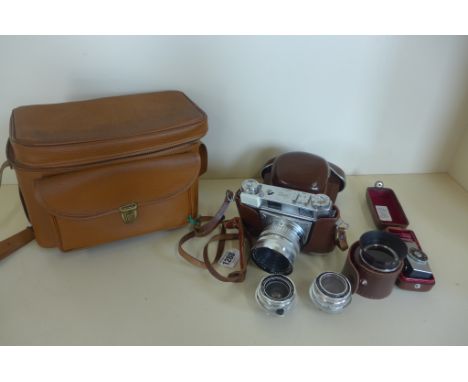 A Kodak Retina 111 camera number 80159 with three Schneider Kreuznach lenses, attachments and case 