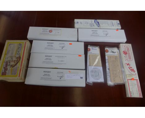 Nine model aircraft kits, Replikit and Aristo-craft, and a Keil Kraft Mayflower 