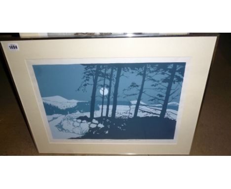 Joan Wilson (British 20th century) December Moon, silkscreen, signed, inscribed and numbered 8/31, 32.5 by 50.5cms; and two o