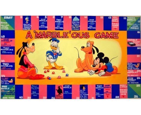 MICKEY MOUSE ANNUAL (? 1950s) -  hand-coloured original artwork for A 'Marble' ous Game' (board game); depicting the Mouse, P