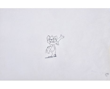 MGM STUDIOS, THE LONESOME MOUSE - pencil production animation sketch of Jerry Mouse; on the original animation paper (27 x 32