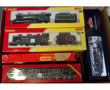 A quantity of OO gauge railway locomotives, coaches, wagons and rolling stock, including six Hornby locomotives and tenders; 