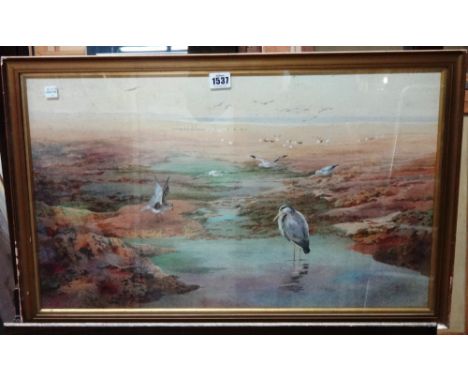 R. G. Wylie (early 20th century), Wading birds on the shore, watercolour, signed, 37cm x 61cm.