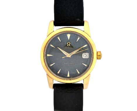 An Omega Seamaster Calendar Automatic 14ct gold circular cased gentleman's wristwatch, with a signed jewelled movement, havin
