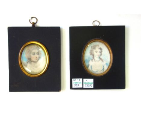 A portrait miniature on ivory of Mrs Anne Claytons, circa 1792, painted by Mr.W.Wood, 35 years of age (framed), and one furth