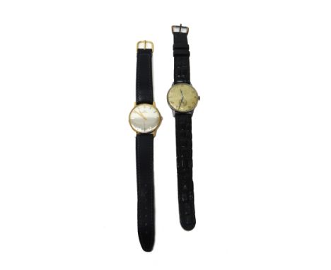 An Eterna steel circular cased gentleman's wristwatch, the signed silvered dial with gilt Arabic numerals and with subsidiary