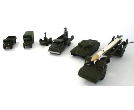 A quantity of die-cast military vehicles, mainly Dinky, including; a 651 Centurion tank missile erector, a 622 ten ton army t