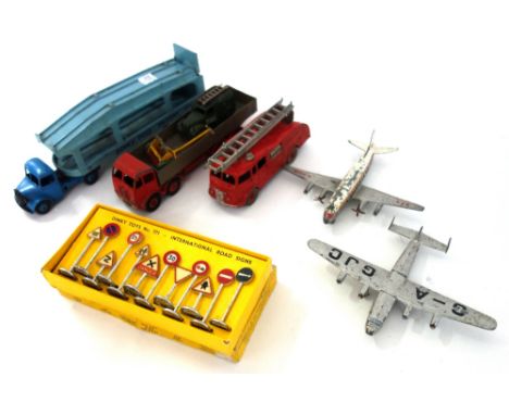 A quantity of Dinky and Corgi die-cast vehicles and accessories, including; Dinky 771 International road signs, a Dinky 982 P