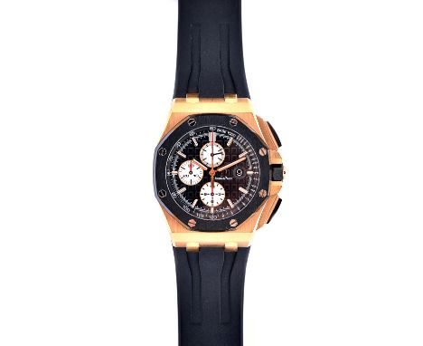 Audemars Piguet; A Royal Oak Offshore 18ct rose/pink gold and ceramic automatic chronograph wristwatch with date, case no. 05